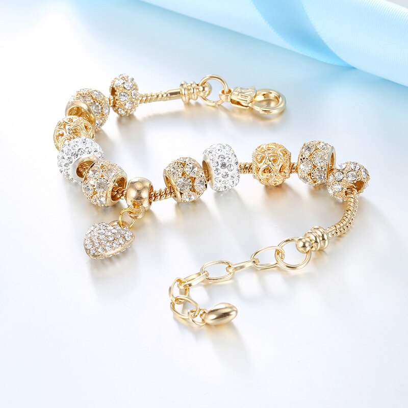 Cubic Charm Gold Heart Bracelets For Women